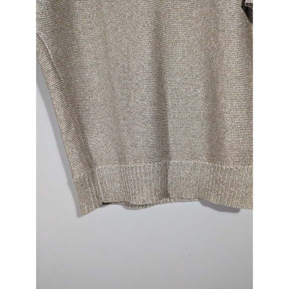 Ralph Lauren Black Label Gold Metallic Short Sleeve Linen Blend Knit Women XS - Picture 5 of 6